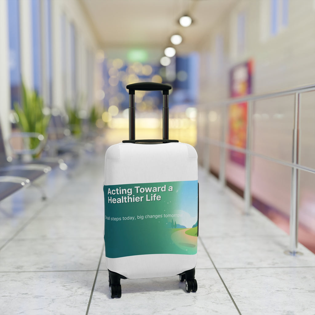 Luggage Cover – 'Acting Toward a Healthier Life' Travel Protector with Scenic Wellness Design