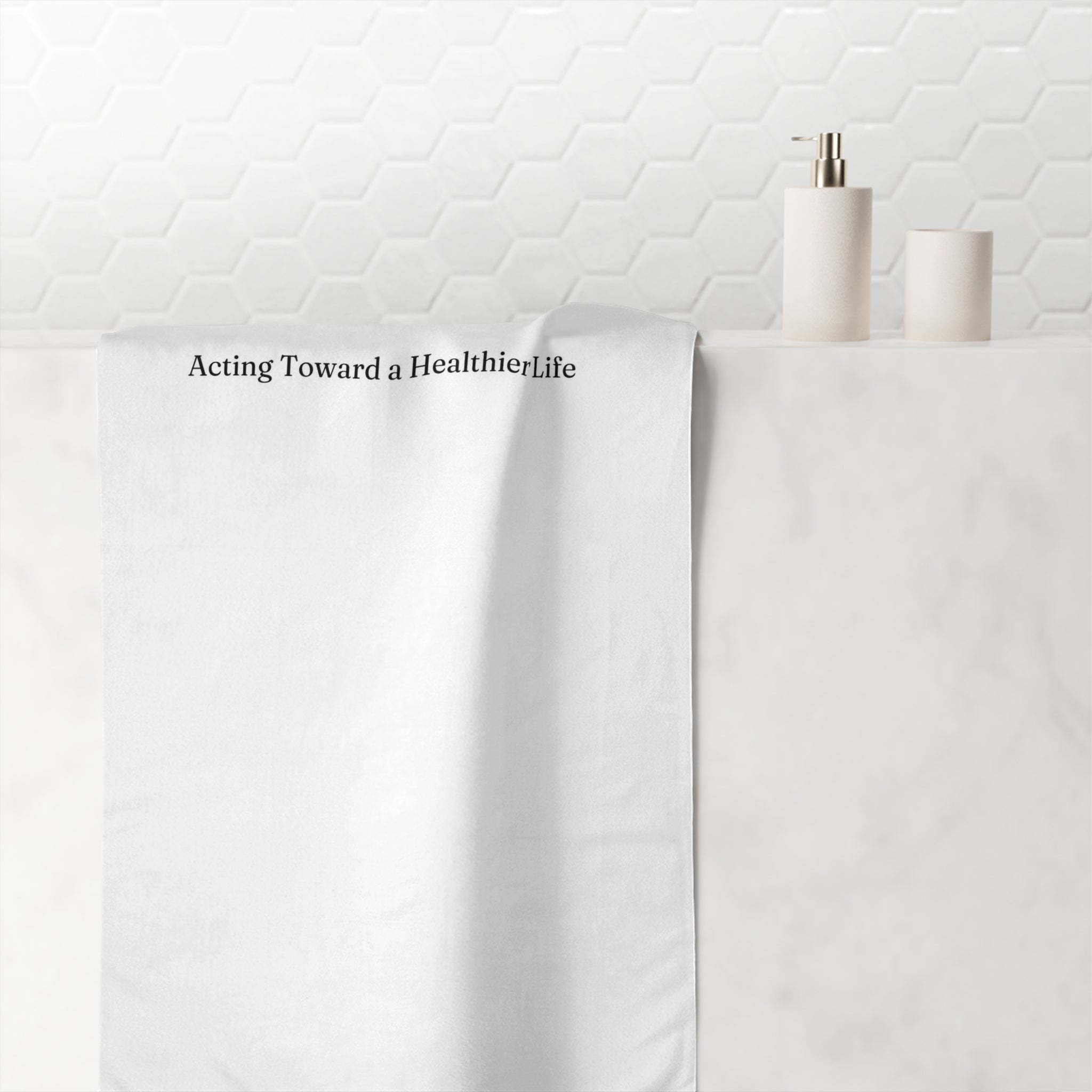 Mink-Cotton Towel — "Acting Toward a Healthier Life" Minimal Wellness Beach Towel