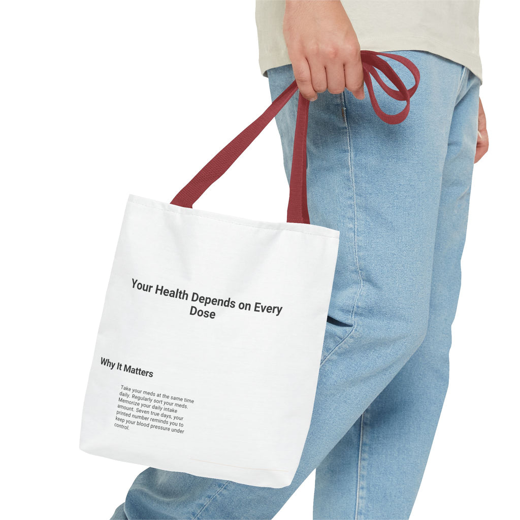 Tote Bag — "Your Health Depends on Every Dose" Minimalist Medical Awareness Tote