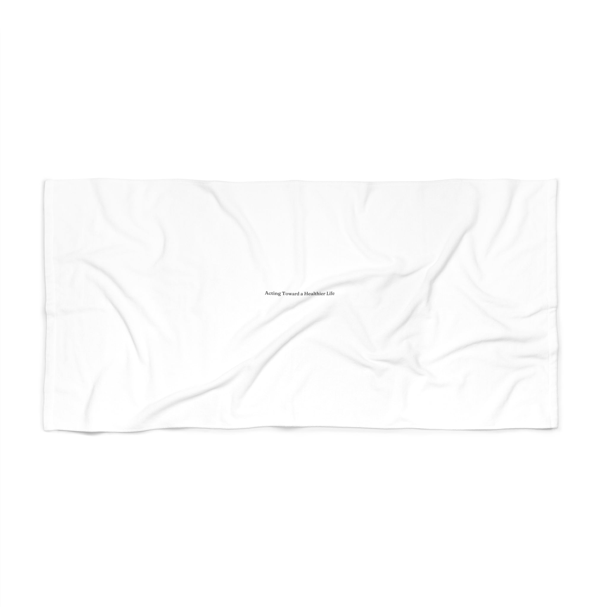 Minimalist White Beach Towel — Small Center Text 'Nothing Personal Just Business'