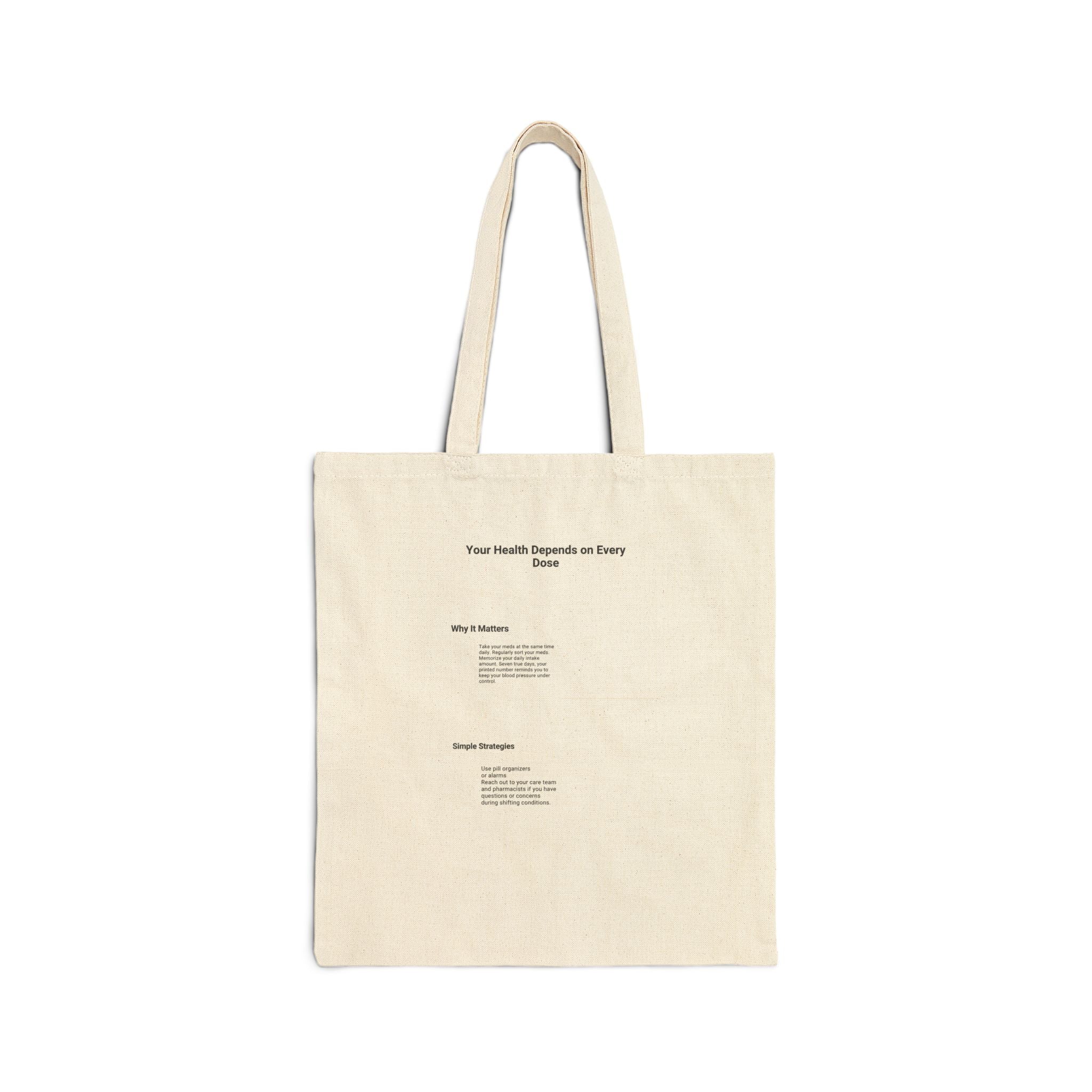 Canvas Tote Bag — Minimalist 'Your Health Depends on Every Store' Grocery Shopper Tote