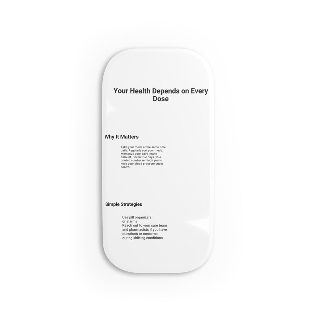 Phone Grip Stand — "Your Health Depends on Every Dose" Minimalist Medication Reminder