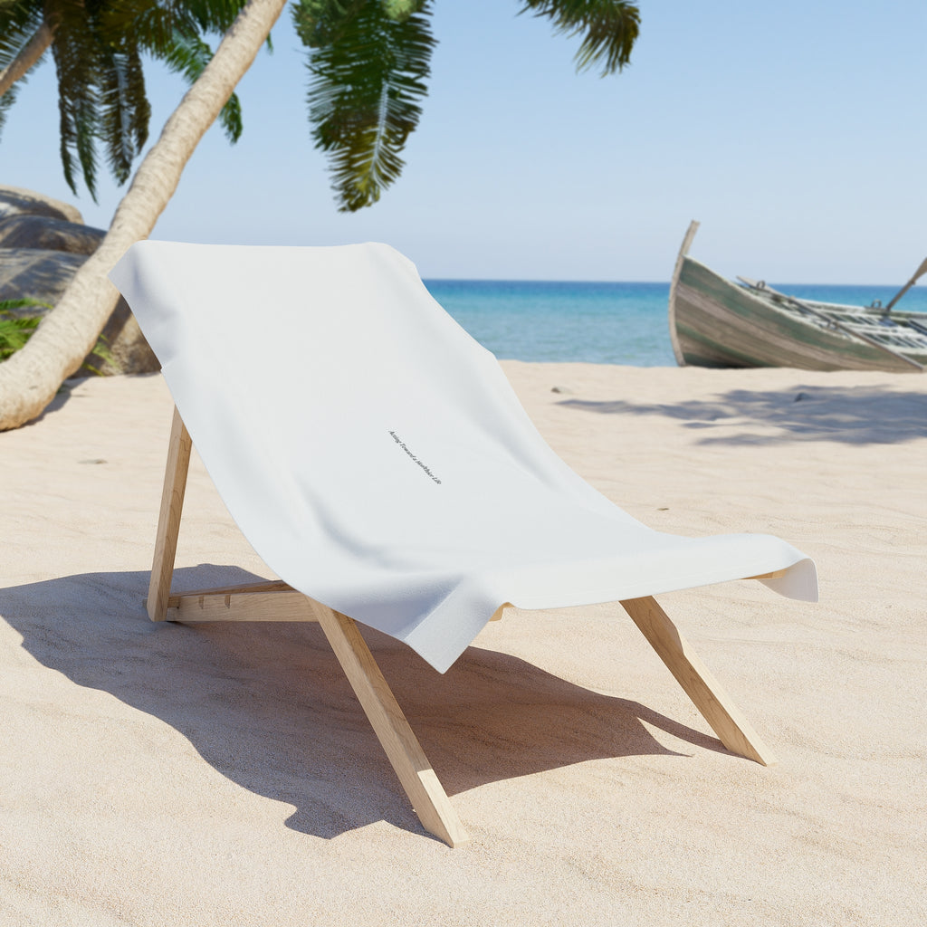 Minimalist White Beach Towel — Small Center Text 'Nothing Personal Just Business'