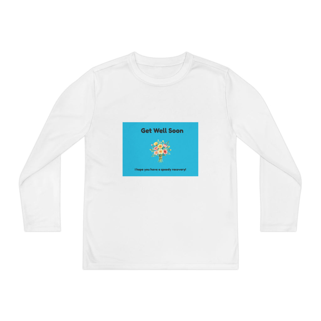 Get Well Soon Youth Long Sleeve Tee — Cheerful Flower Healing Shirt for Kids