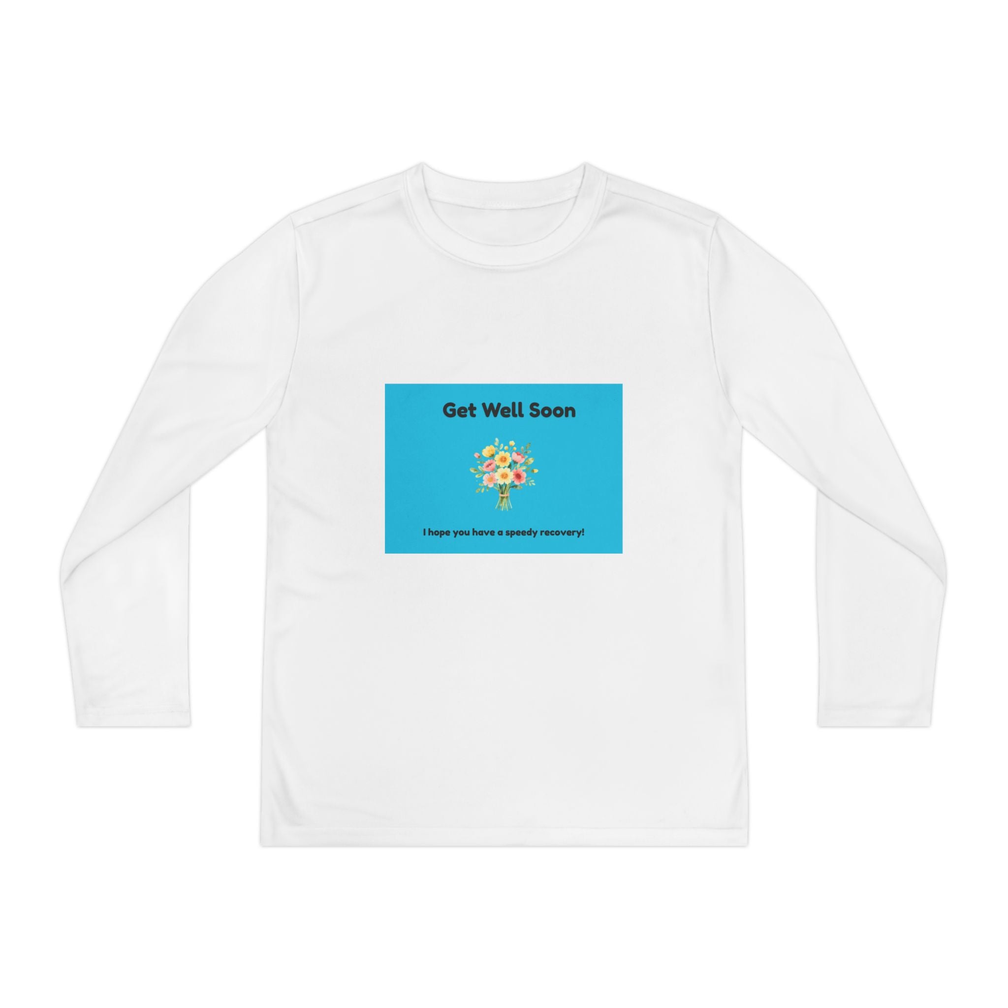 Get Well Soon Youth Long Sleeve Tee — Cheerful Flower Healing Shirt for Kids