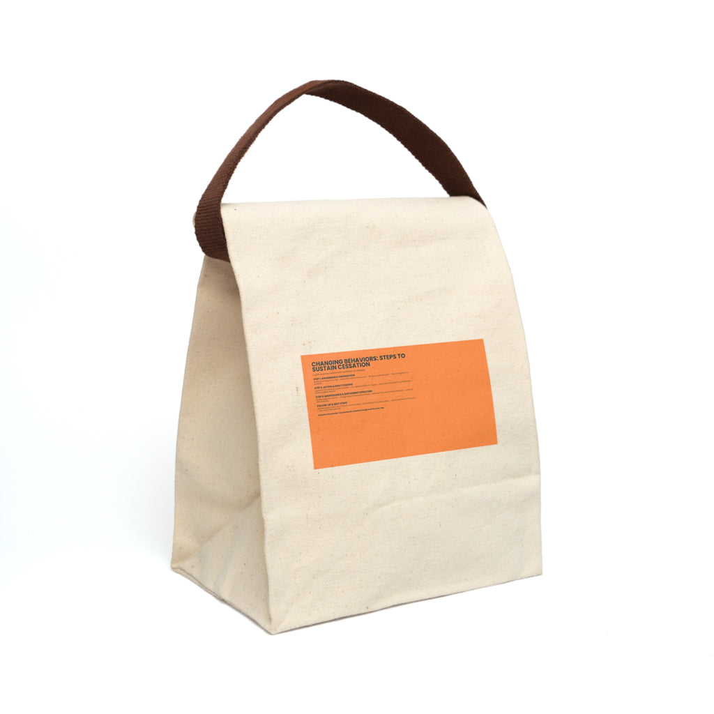 Canvas Lunch Bag — Minimal Orange Label Lunch Tote with Strap