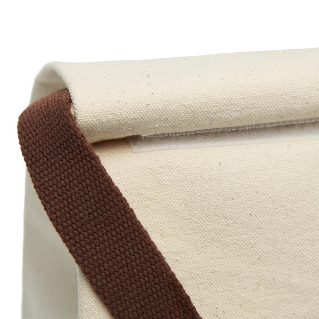 Canvas Lunch Bag — Minimal Orange Label Lunch Tote with Strap