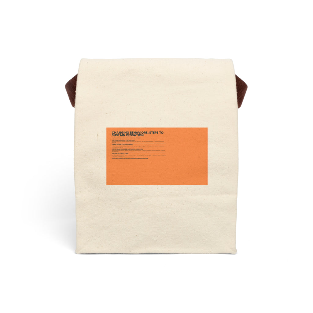 Canvas Lunch Bag — Minimal Orange Label Lunch Tote with Strap