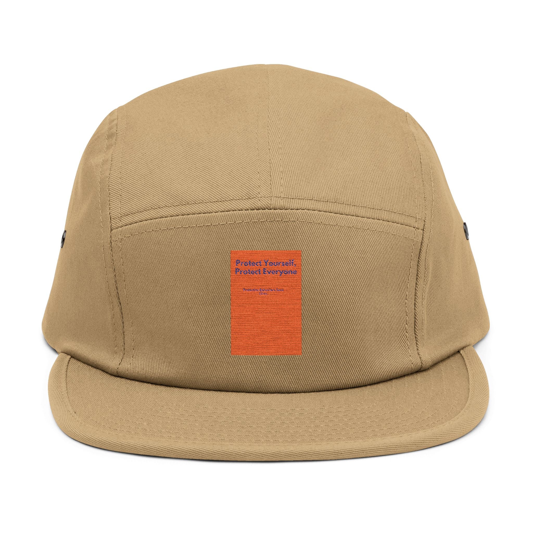 Embroidered 5-Panel Cap — Minimal Orange Patch Logo