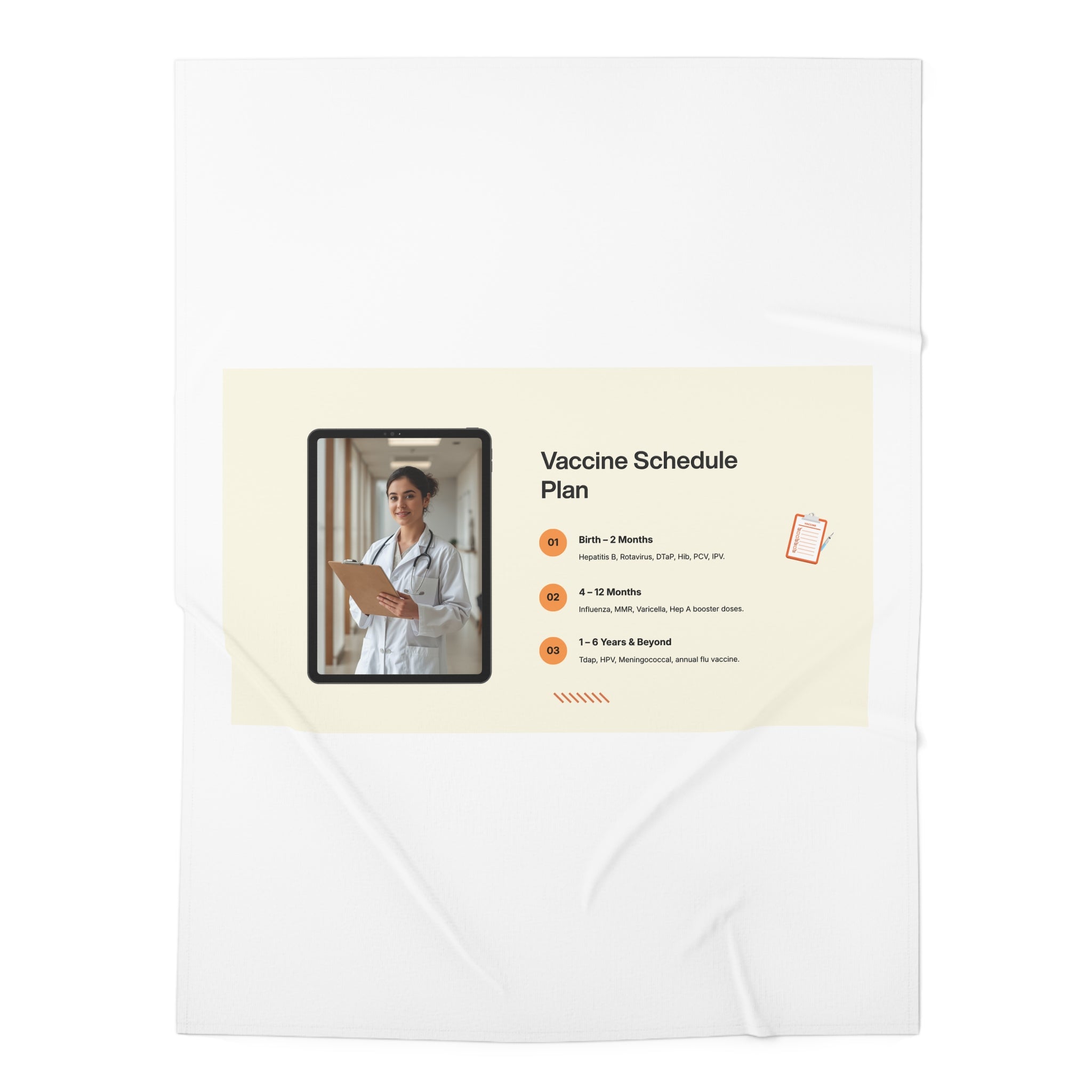 Baby Swaddle Blanket — Vaccine Schedule Plan Swaddle (Newborn Milestone Keepsake)