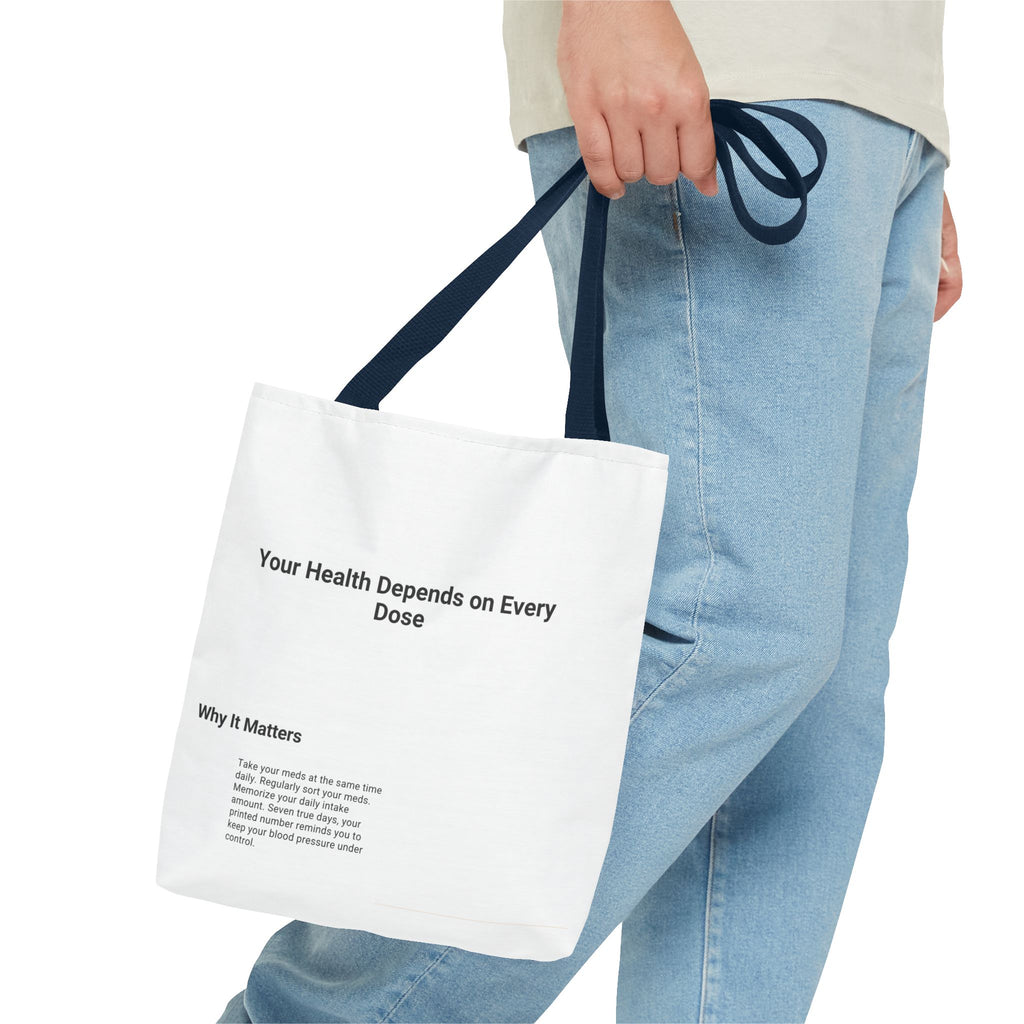 Tote Bag — "Your Health Depends on Every Dose" Minimalist Medical Awareness Tote
