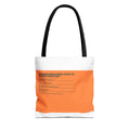 Tote Bag — Minimal Orange Accent Canvas Tote with 'Changing Behaviors: Steps to Sustain Creation' Text