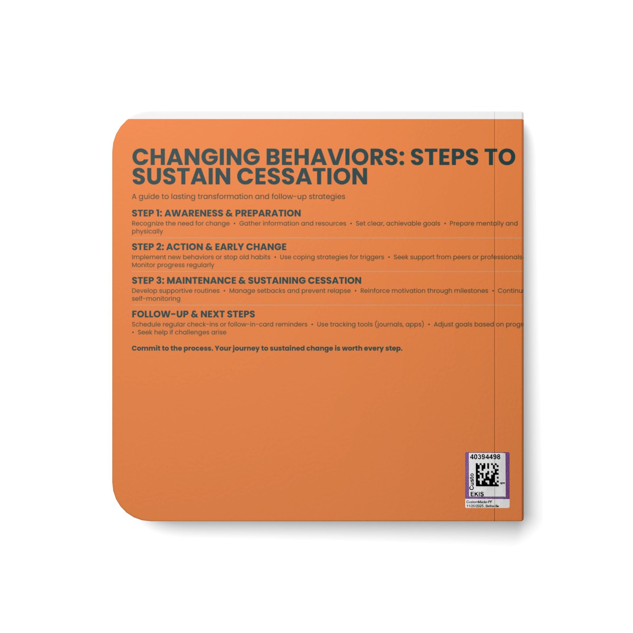 Board Book – "Changing Behaviors: Steps to Sustained Cessation" Informational Board Book