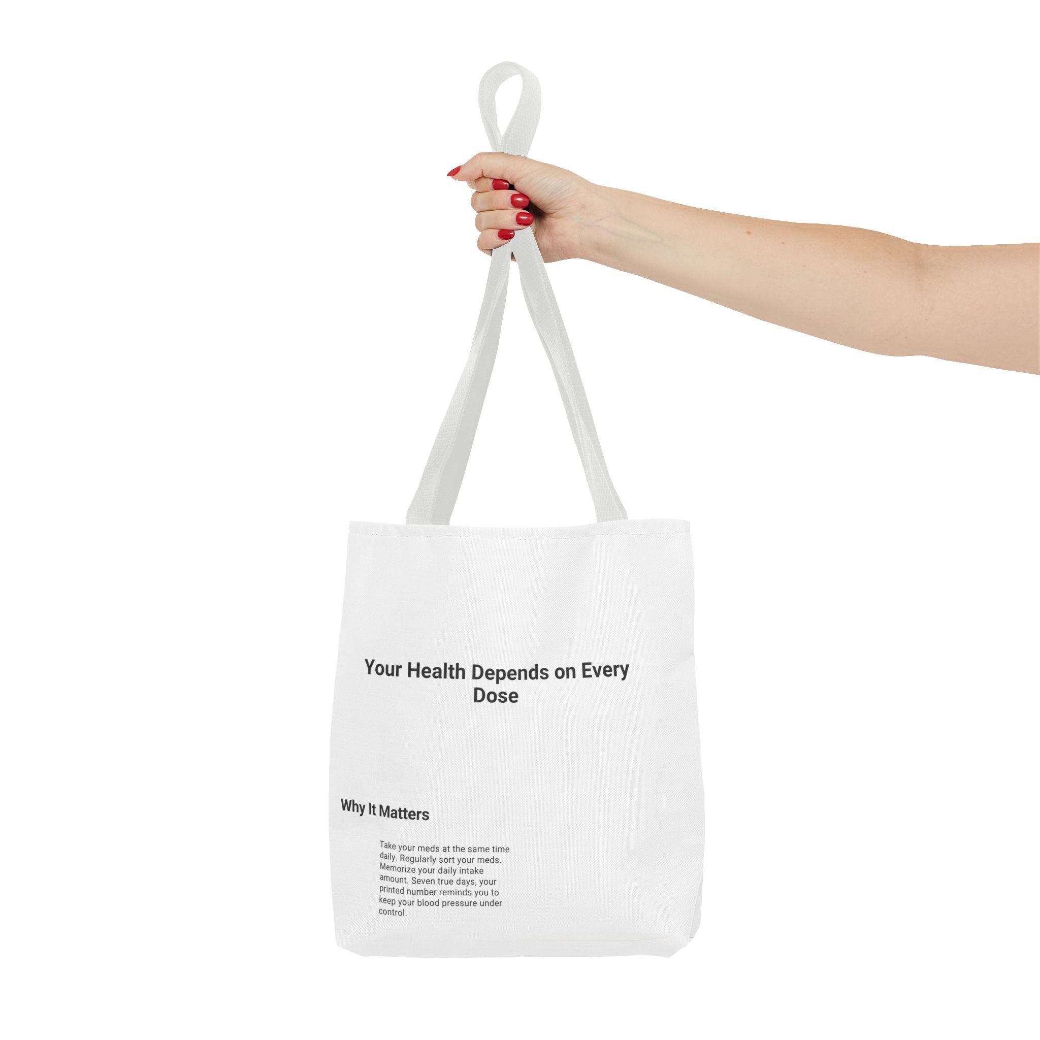 Tote Bag — "Your Health Depends on Every Dose" Minimalist Medical Awareness Tote