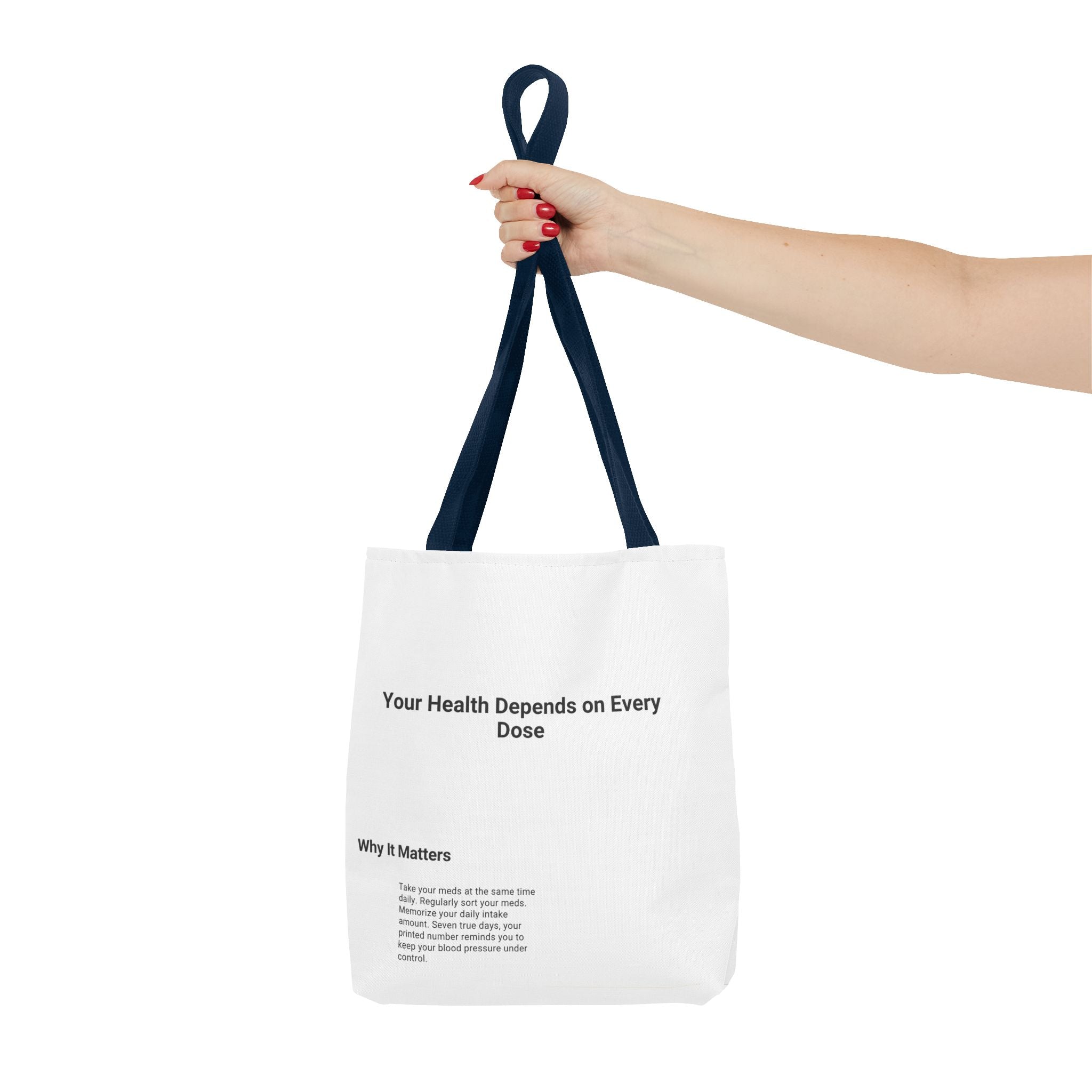 Tote Bag — "Your Health Depends on Every Dose" Minimalist Medical Awareness Tote