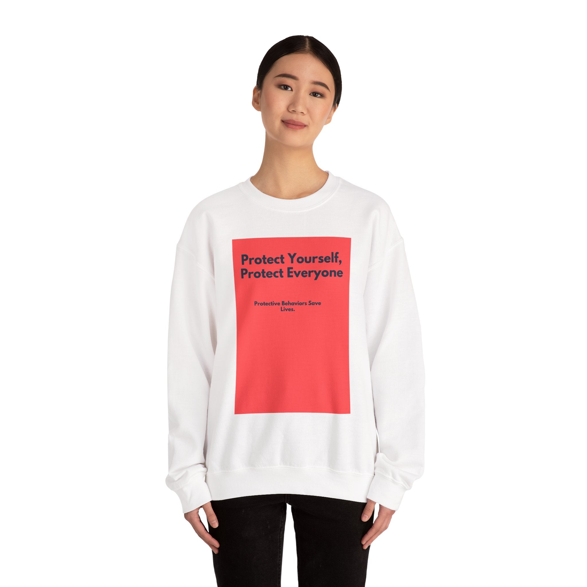 Crewneck Sweatshirt — "Protect Yourself, Protect Everyone" Public Health Graphic