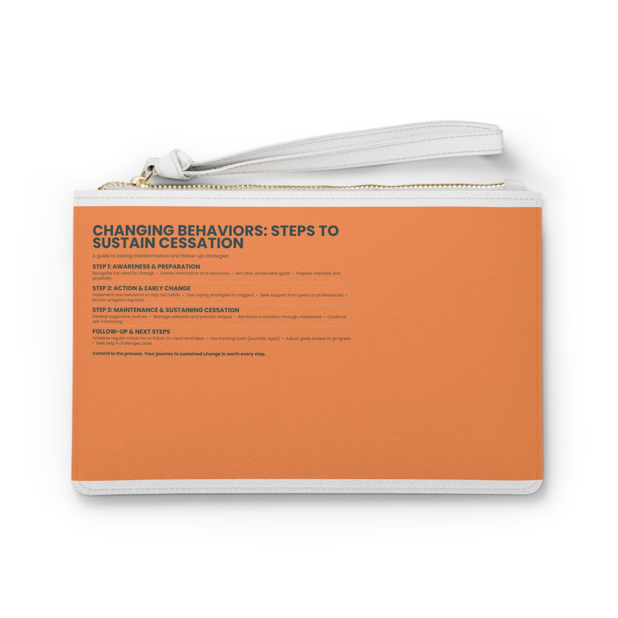 Clutch Bag — Orange "Changing Behaviors: Steps to Sustain Cessation" Wristlet